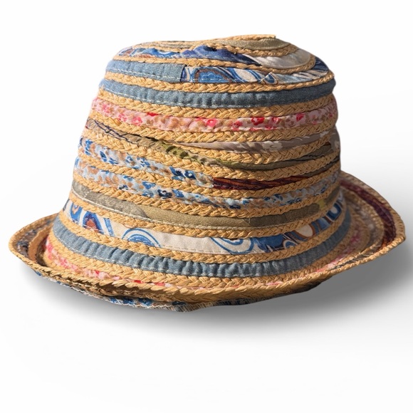 Daniele Meucci Straw Patchwork Bucket Hat Boho Cloche - Picture 1 of 7